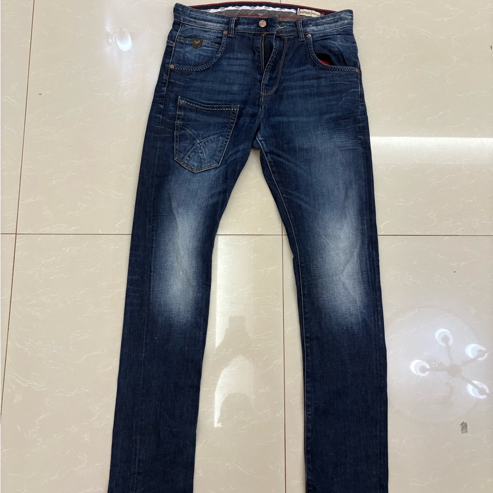 Blue Slim Fit Jeans with Vintage Fading